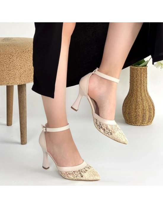 Hejja Bej Cilt Tül Detaylı Topuklu Ayakkabı