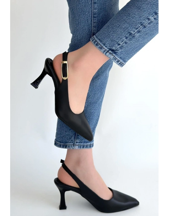 Hies Siyah Cilt Topuklu Ayakkabı