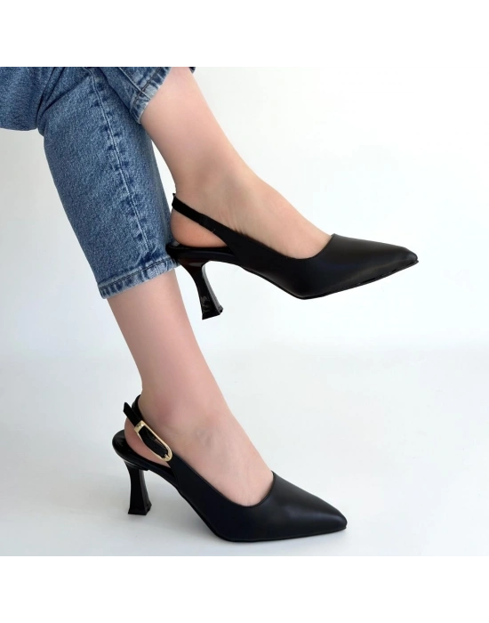 Hies Siyah Cilt Topuklu Ayakkabı