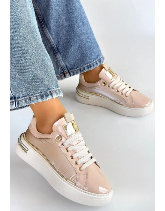 Hley Bej Rugan Paraşüt Detaylı Bağcıklı Spor Ayakkabı