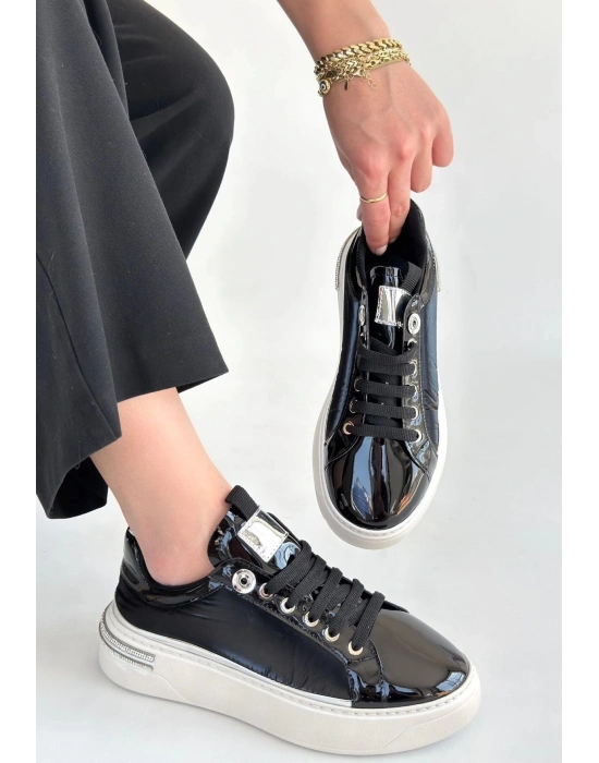 Hley Siyah Rugan Paraşüt Detaylı Bağcıklı Spor Ayakkabı