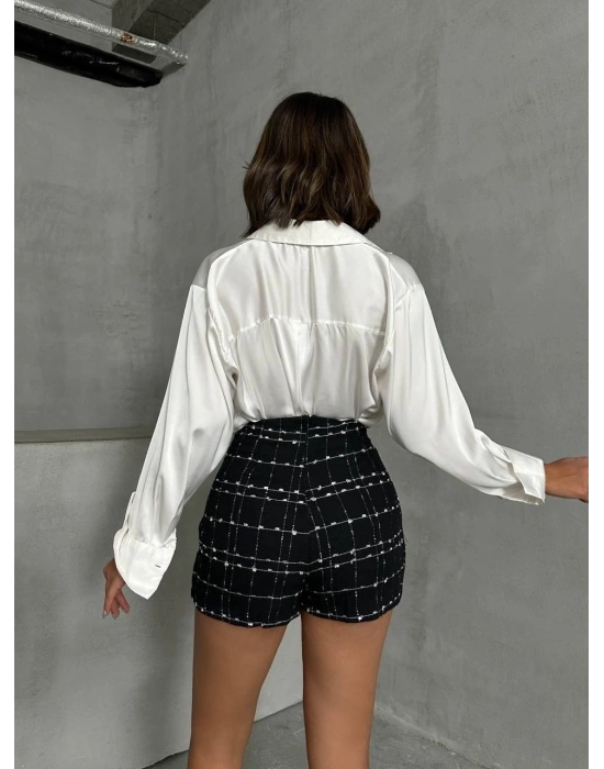 İki düğmeli ch kumaş şort etek siyah h26414