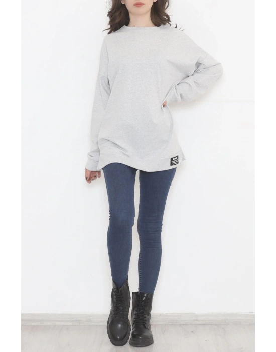 Baskılı Oversize Bisiklet Yaka T-shirt - Siyah