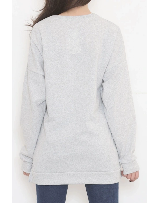 Baskılı Oversize Bisiklet Yaka T-shirt - Siyah