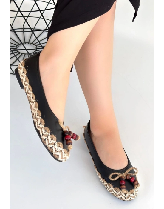 Ilwe Siyah Cilt Babet Ayakkabı