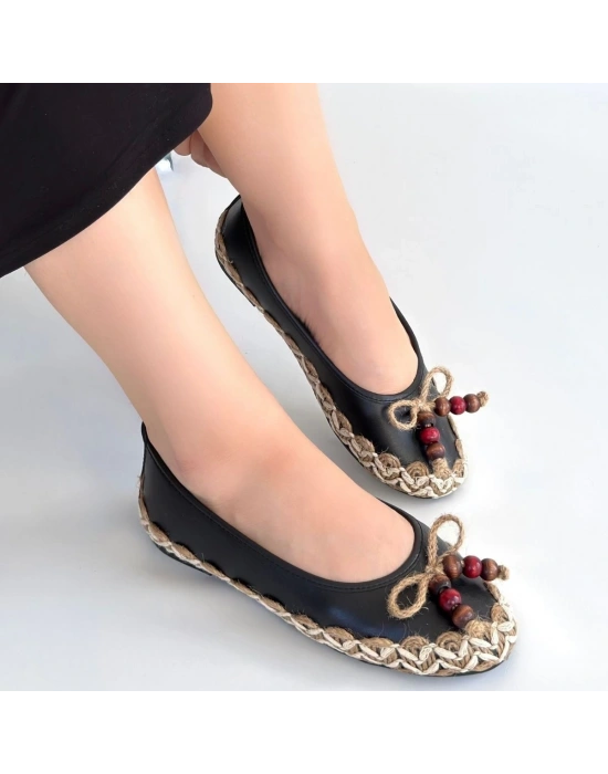 Ilwe Siyah Cilt Babet Ayakkabı