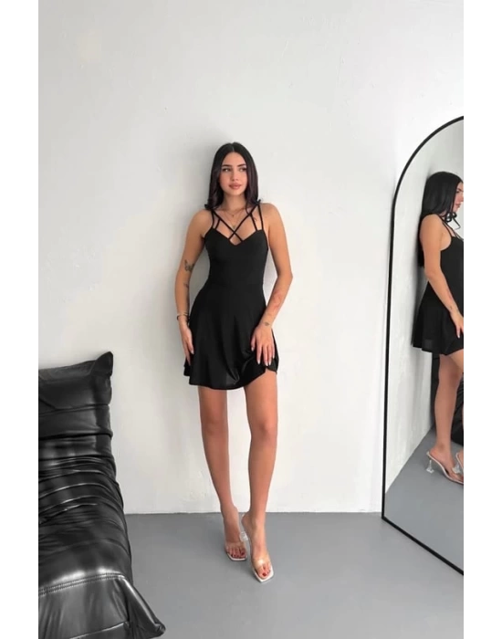 İnce çift askılı mini elbise