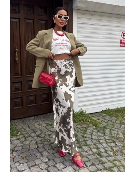 İnce Deri Kemerli Chanel Saten Etek 4050