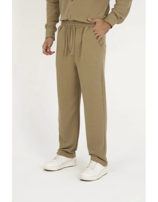 Jakar Kutu Desenli Baggy Eşofman Pantolon - Kahverengi