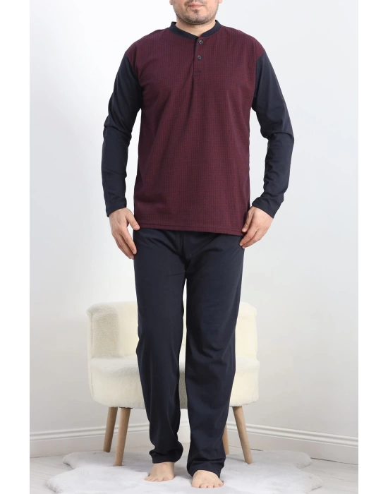 Jakarlı Erkek Pijama Takımı Bordo - 40063.1838.