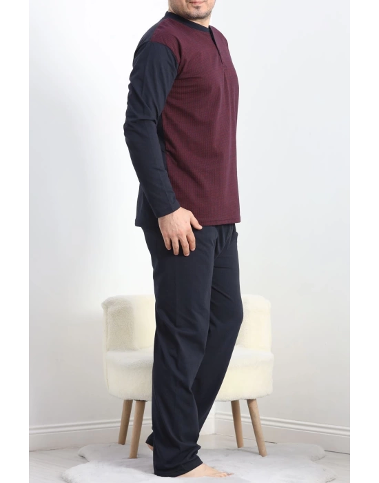 Jakarlı Erkek Pijama Takımı Bordo - 40063.1838.