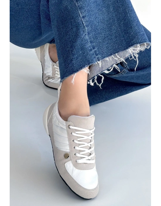 Jawen Gri Nubuk Beyaz Detaylı Spor Ayakkabı