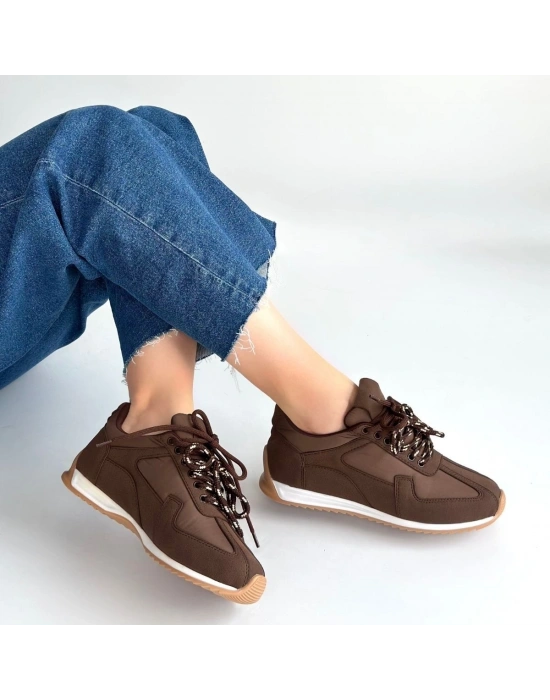 Jeat Kahverengi  Nubuk Bağcıklı Spor Ayakkabı