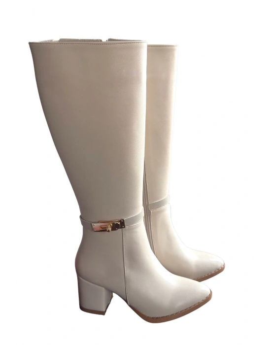 Jeoli Bej Cilt Topuklu Çizme