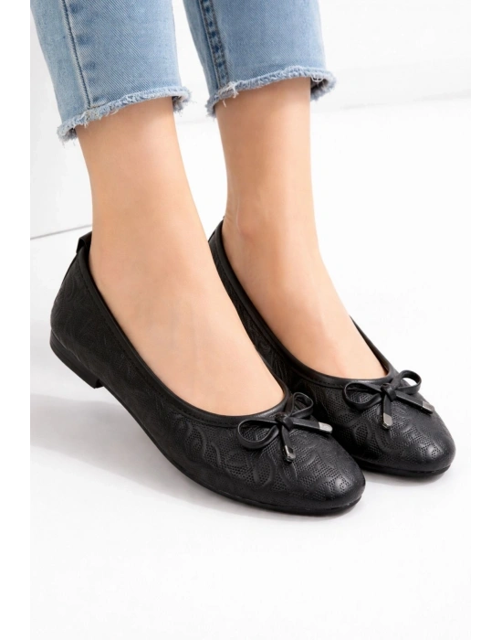 Jnues Siyah Deri Babet Ayakkabı