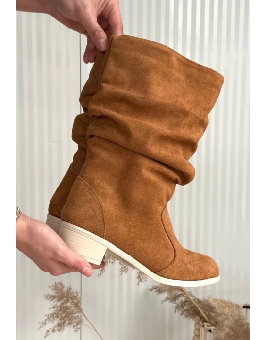 Jolin Taba Süet Topuklu Çizme