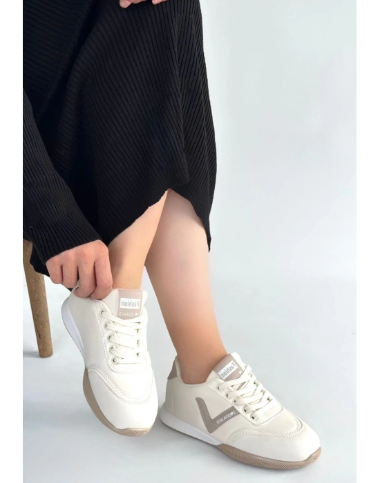 Jowen Bej Cilt Vizon Detaylı Bağcıklı Spor Ayakkabı