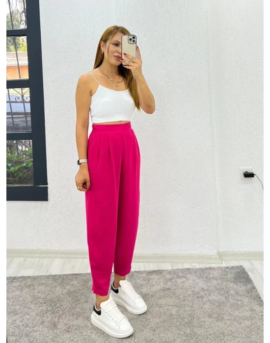 Kadın Aerobin Kumaş Bel Lastikli Pileli Pantolon