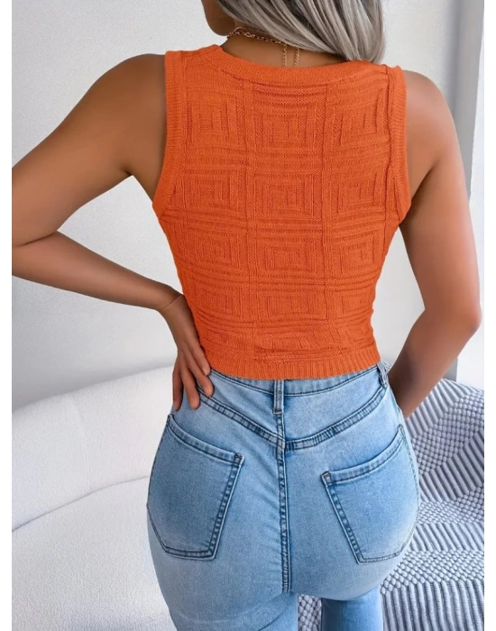 Kadın Askılı Bisiklet Yaka Güpüs Dekolteli Triko Crop Bluz