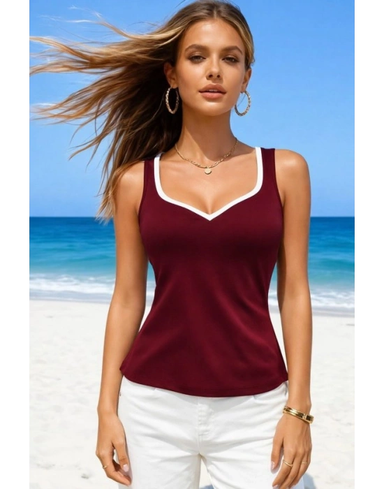 Kadın Askılı Kalp V Yakalı Dalgıç Bluz