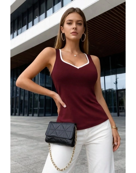 Kadın Askılı Kalp V Yakalı Dalgıç Bluz