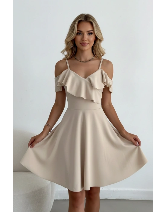 Kadın Askılı Omuz Fırfırlı Elbise