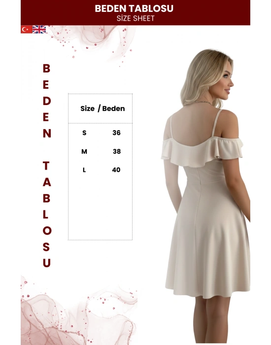 Kadın Askılı Omuz Fırfırlı Elbise