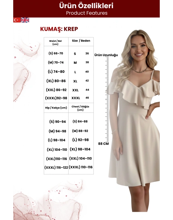 Kadın Askılı Omuz Fırfırlı Elbise