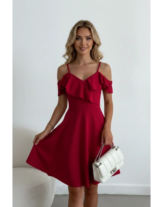 Kadın Askılı Omuz Fırfırlı Elbise