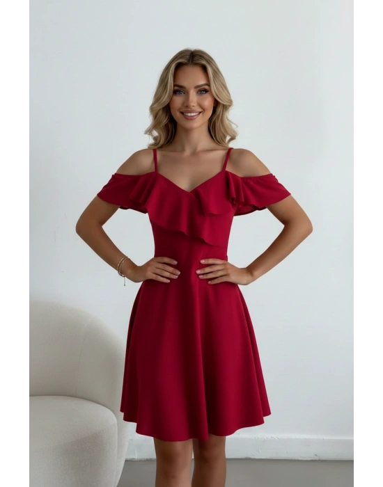 Kadın Askılı Omuz Fırfırlı Elbise