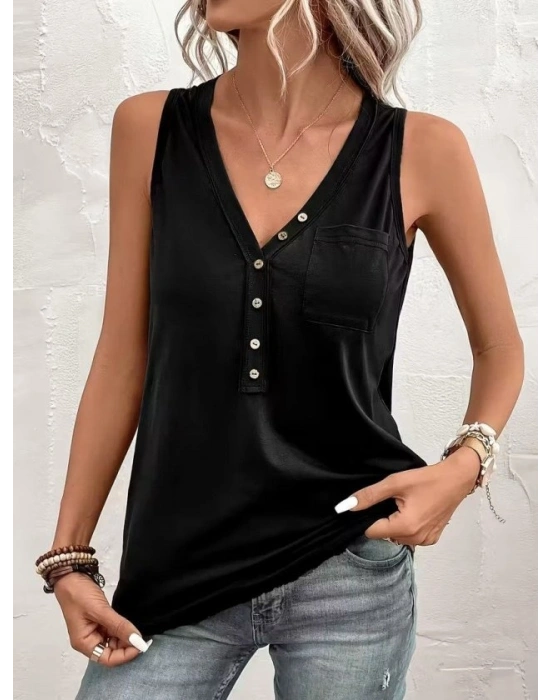 Kadın Askılı önden Düğmeli Viskon Bluz