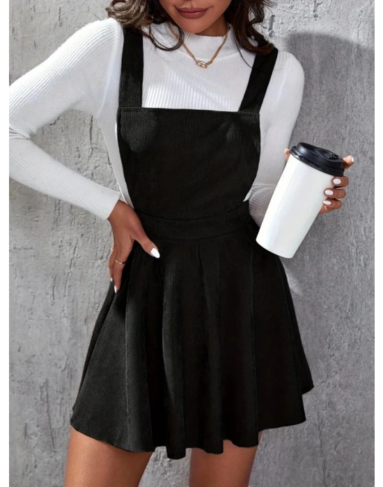 Kadın Askılı Sırttan çapraz Detaylı Kısa Kiloş Kadife Mini Elbise