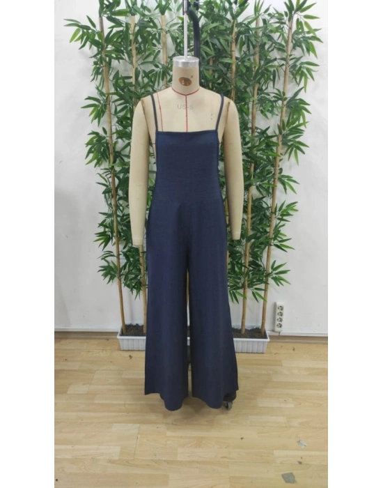 Kadın Askılı Yandan Fermuarlı Geniş Paçalı Valencia Tulum