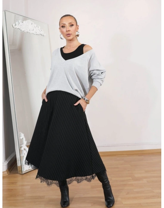 Kadın Atlet Bluz Ve Etek üçlü Takım