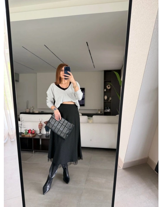 Kadın Atlet Bluz Ve Etek üçlü Takım