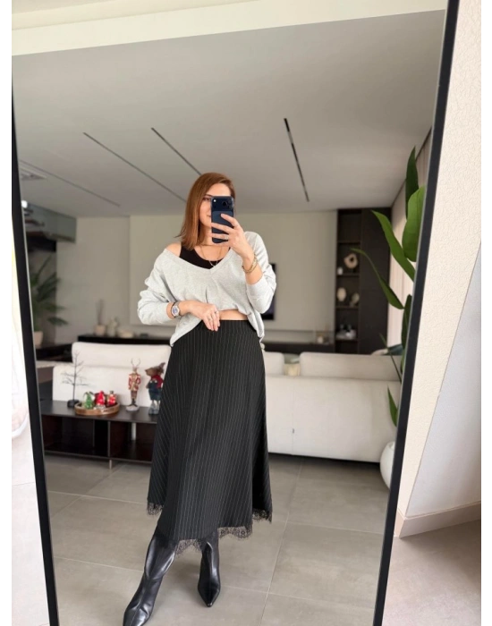 Kadın Atlet Bluz Ve Etek üçlü Takım