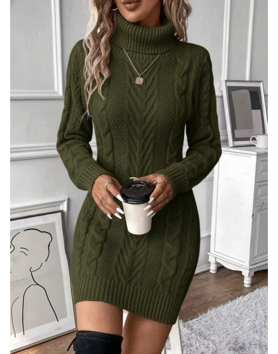 Kadın Balıkçı Yaka Mini Triko Elbise