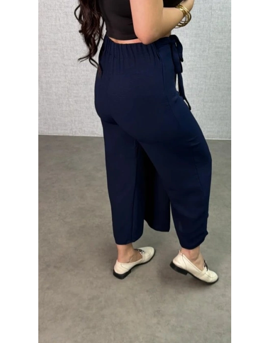 Kadın Beli Lastikli Bağcık Detay Aerobin Kumaş Etek Pantolon
