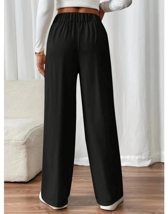 Kadın Beli Lastikli Düğmeli Ithal Krep Pantolon