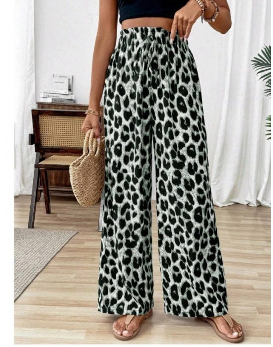Kadın Beli Lastikli Leopar Desen Süprem Pantolon