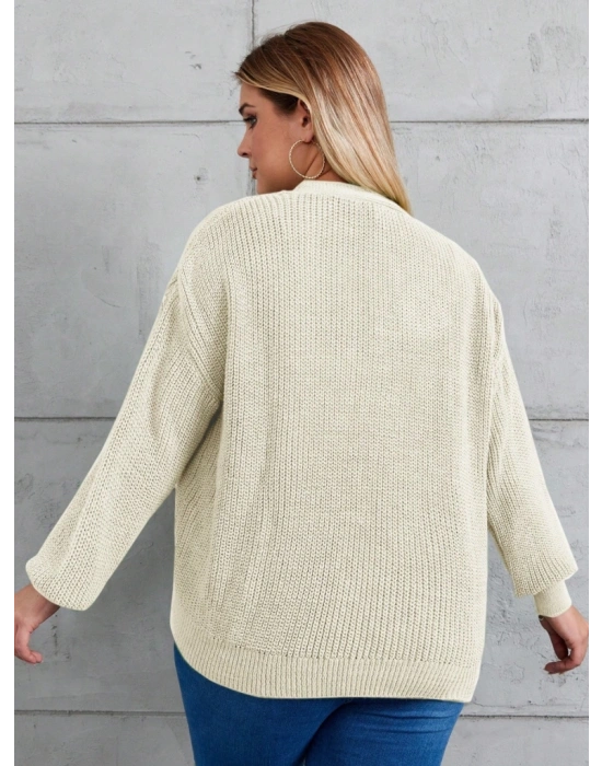 Kadın Beş Düğme Büyük Beden Triko Hırka