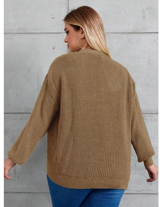 Kadın Beş Düğme Büyük Beden Triko Hırka