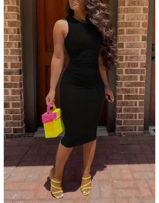 Kadın Bodycon Midi Boy Dalgıç Elbise