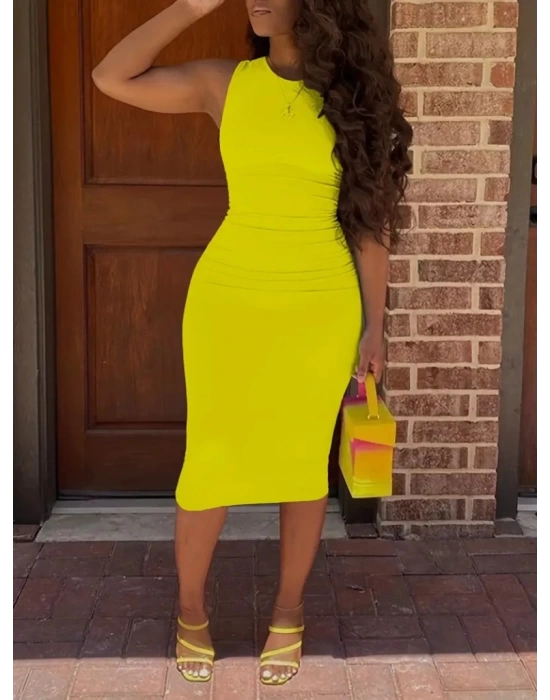 Kadın Bodycon Midi Boy Dalgıç Elbise