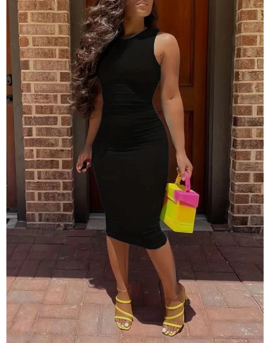 Kadın Bodycon Midi Boy Dalgıç Elbise