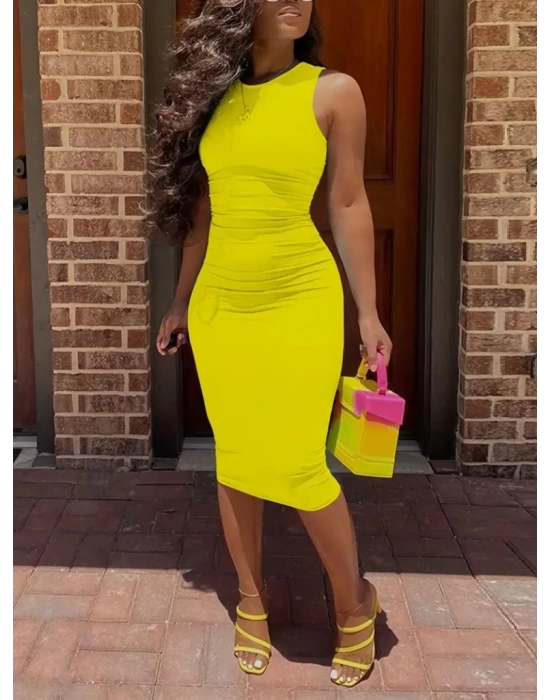 Kadın Bodycon Midi Boy Dalgıç Elbise