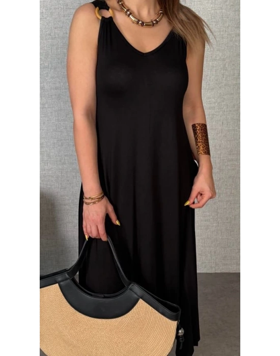 Kadın çan Dokuma Kumaş V Yaka Asimetrik Kesim Elbise