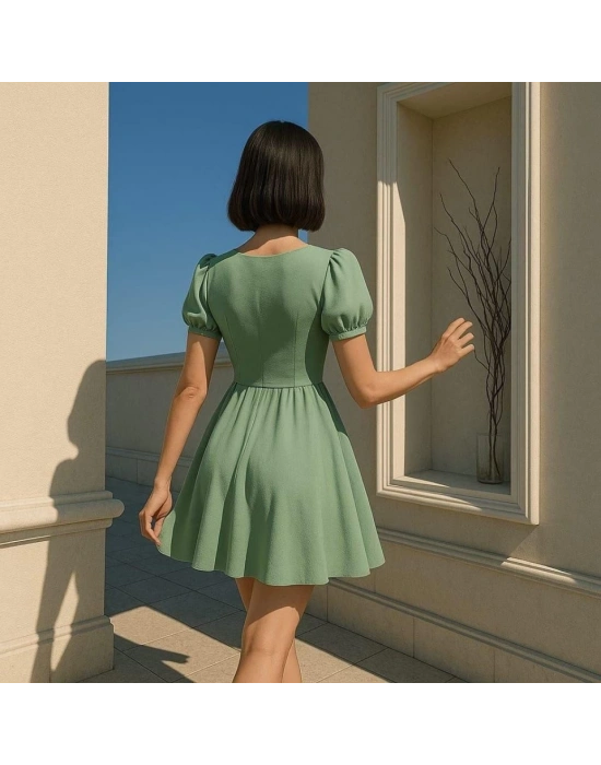 Kadın Dalgıç Kumaş Kalp Yaka Elbise