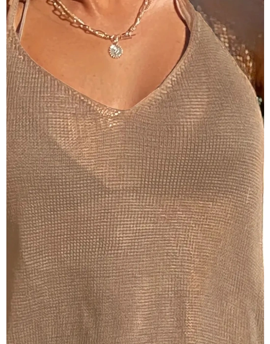 Kadın Eteği Büzgü Detay Boyundan Bağlamalı Mini Triko Pareo