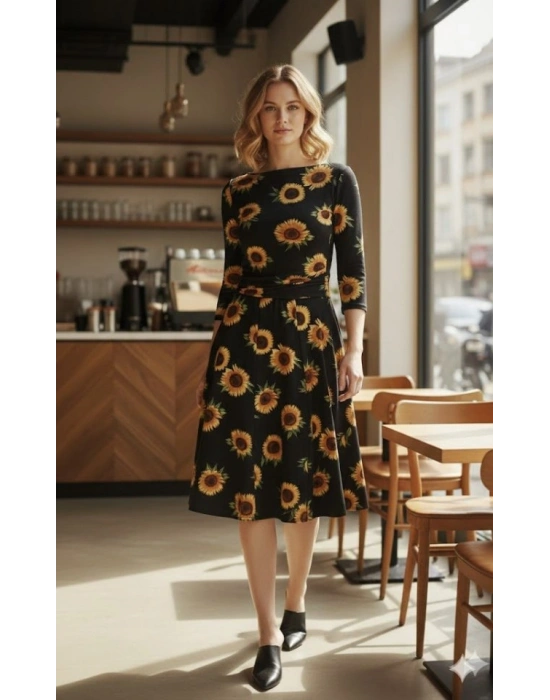 Kadın Fakir Kol Bisiklet Yaka Midi Mikro Elbise